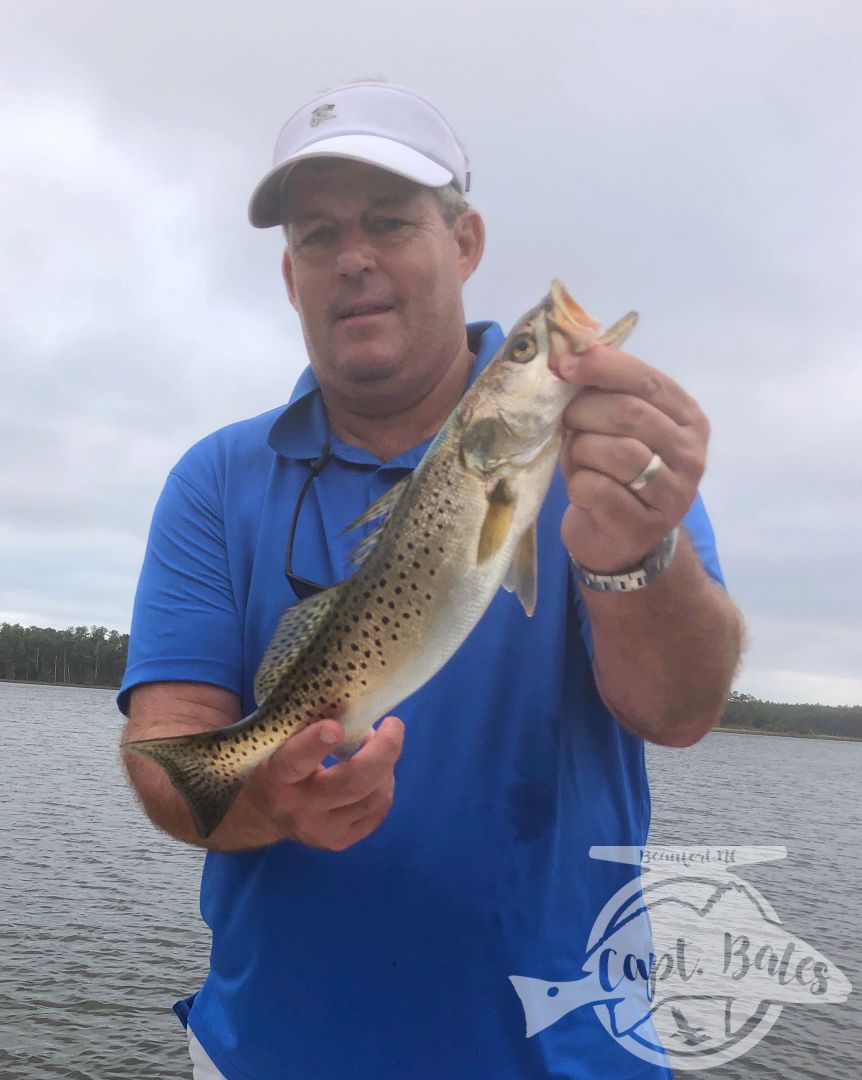 The wind shifted for our afternoon trip and a cold front moved in, making drum fishing about impossible on artificials.

We made The call to trout fish, the cold front gave the trout lockjaw for a while, but patience paid off and we got on a pretty good bite with a handful of really nice fish!

It’s so much fun when you got a crew on the boat that understand that conditions were tough, we made the most of it having fun, and stuck with it and caught fish. 