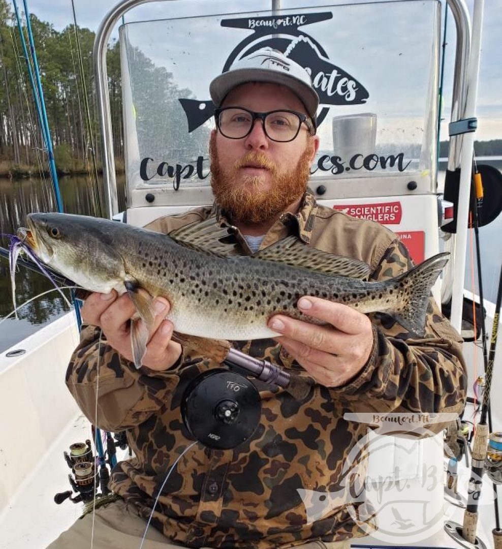 Big speckled trout on fly isn’t always easy, but persistence definitely pays off in this game! And as cliche as it is, if you listen to what fish are telling you, you will be better off. We were fishing a little slower retrieve with no eats, when one of us started stripping fast to get a line in and Wham! Got slammed, we started working the fly faster and found what they wanted. Great day with a great dude.