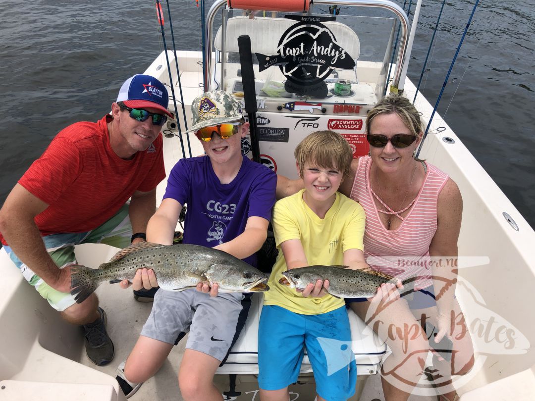 Great day fishing with this crowd today! Dad and the oldest have duck hunted with me in the past, momma and the youngest joined us for some inshore fun! The fish cooperated with one stud caught by Lucas on topwater, I taught him how to walk the dog and he reaped the reward! We decided to mainly trout fish instead of big drum fishing to keep the youngins interested, we caught speckled trout, puppy drum, and flounder!