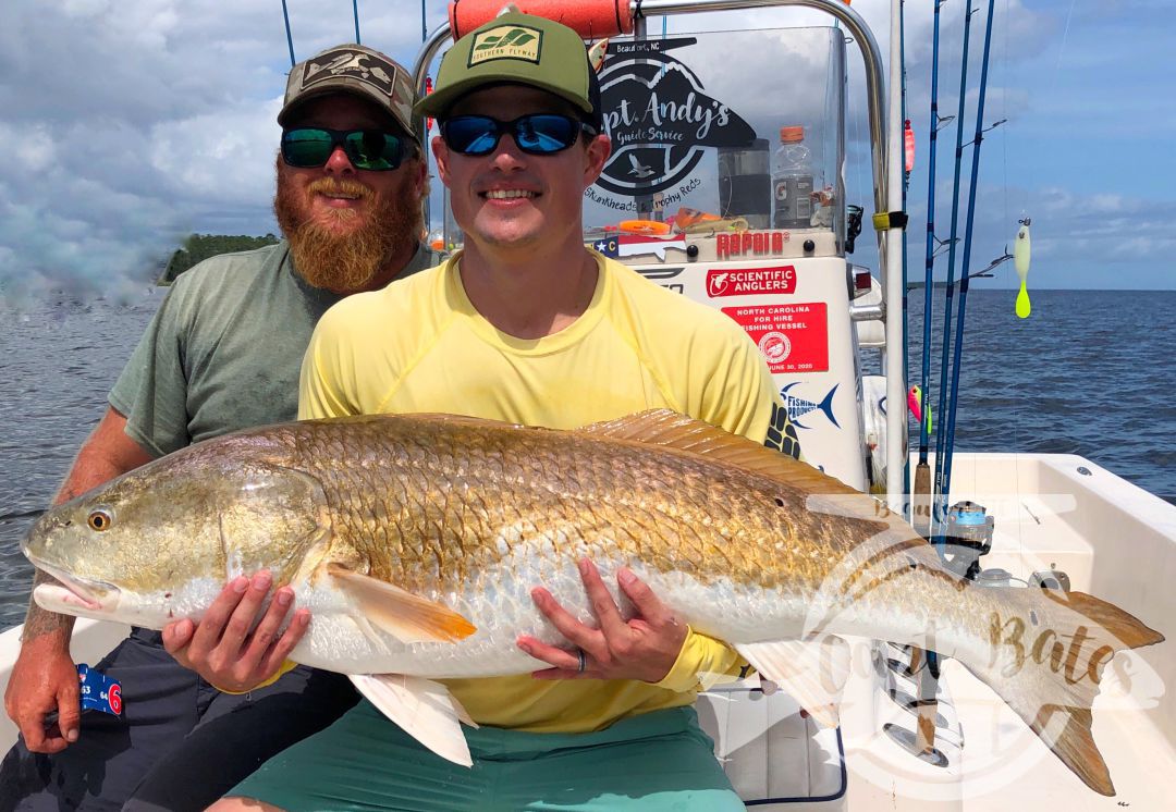 Nathan with a stud 50" male red drum! So dude lands his first ever citation trophy drum, and then a few minutes later crushes his new personal best, with one of the largest males I have ever put in the boat! These guys stuck it out with with me today, high winds and post cold front conditions early, after lunch everything laid out and conditions came together for an epic bite!