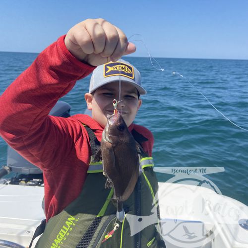 Mr Cooper wanted lot of action and some meat to take home, he got it! Limit of nice gray trout with a lot released, some good eating size bluefish and whiting. He also caught this unique little cubbyu fish.