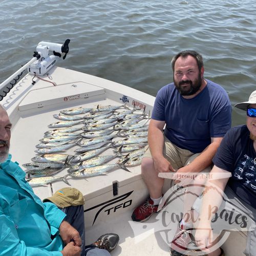 Windy day didn’t bother this crowd and we were able to fill the cooler with Spaniards we found in calm protected waters. Great times with return clients!