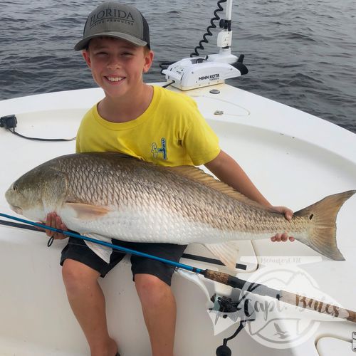 Had a chance to get Buddy and some friends out today. First day fishing since the hurricane, water was fairly clean, bait was a little more scarce then pre-storm, but still plenty of bait up top(if you could keep other boats from running over top of it!) 

Very excited to have such good conditions so soon after Dorian and am expecting a good last few weeks of fishing! 

Buddy caught his fish all on his on, on the TFO inshore rod and Osprey 5000 reel, using popping cork, when I measured it he said “it’s only 46inches” the boy doesn’t know how good he’s got it haha.

Owen caught his citation drum throwing a heavy Storm swim bait to baitballs and yo-yoing it underneath.