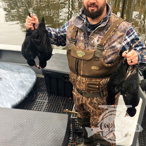 Had a great, quick sea duck hunt this morning out of the layout! 

Sometimes it can be tough for hunters to get a full party together, so we set up a “walk on” trip and it worked out great! They got out sea ducking and met a new duck hunting friend. I may run 1 or 2 more of these type trips middle of January. Shoot me a message if you would like to get out hunting but don’t have a full party and I’ll put you on my list to contact next time!

Had a blast and great to meet y’all Dave Neal and Mark!