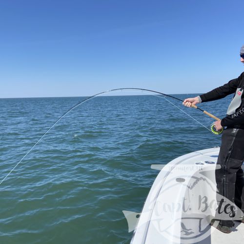 Not an easy day but @ommfishing sight casted big flys on the @templeforkoutfitters blue water rod to individual 7ish feet spinner sharks, cleaning up by catch way behind the trawlers! 
. 
Held out for a bonito bite that never materialized into more then a few opportunities, in wind shift. Didn’t get any on fly but Owen landed his first “bone” a stud on a jig.
.
Weather looks good this week and I have openings, inshore and nearshore, fly or spin!
Captainbates.com 
#flyfishing #saltwaterfishing #sharksonfly #northcarolina #fishing #bluewater #spinnershark #atlanticbonito #saltwaterflyfishing #inthebacking #capelookout #atlanticbeachnc #beaufortnc 