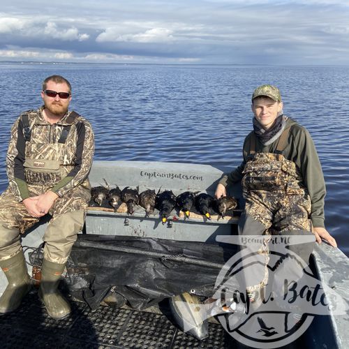 Has one of my great repeat clients bring his son for his first duck hunt he did great and loved the experience hunting out of the layout boat!