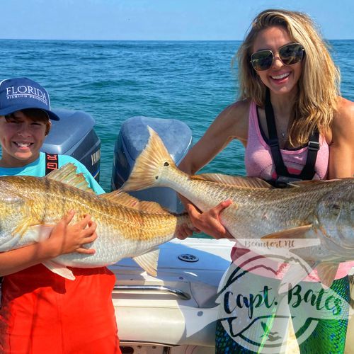 I had the pleasure of hosting Jeff and Christy of YouTube’s 1fish2fish channel. We started the day playing with bonito and bluefish, then went hunting Gowan’s redfish and it was on! Absolutely incredible day of fishing and filming on the ocean! Now, these fish can be found late winter through mid spring, the problem is finding the right conditions to hunt for them, but if you are willing to spend the time searching when the conditions appear you might be rewarded with some of the beat redfishing you’ll ever experience! We always have back up plans when the conditions don’t allow us to search for the “pumpkin patch.

Bucktail jigs and big poppers were the ticket!