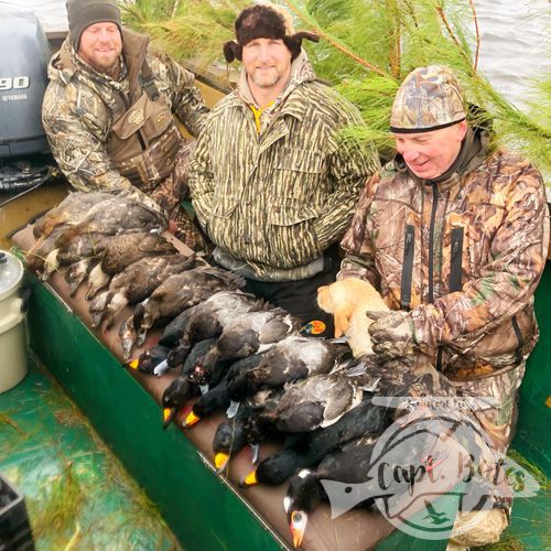 Tons of fun with this crew, shooting divers and seaducks, these guys came and caught big drum with me in August and came back in January for some seaduck action