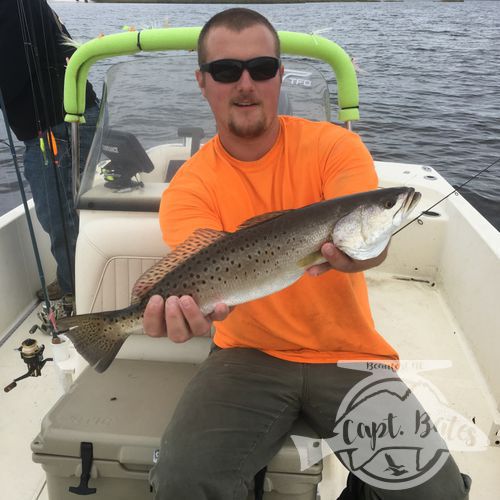 Another stud speckled trout fishing popping corks in early August!