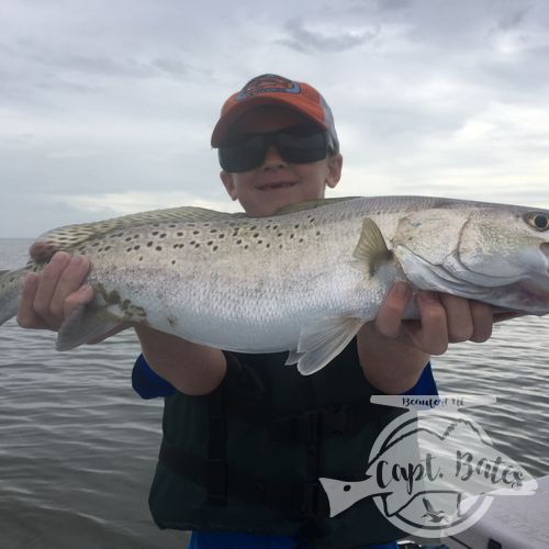 Troy with a Monster topwater, release citation speckled trout!