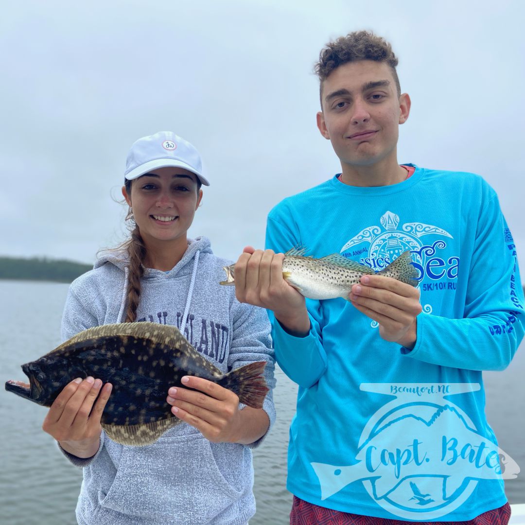 Morning crowd from Florida in town visiting their Marine son caught few trout and flounder before they called it early, not quite prepared for the weather. 

Had some Hokies in the afternoon, she caught caught her first ever fish and a bunch more! Corked some trout before going drumming! We were plagued with mostly lower slots but had a blast with these two!