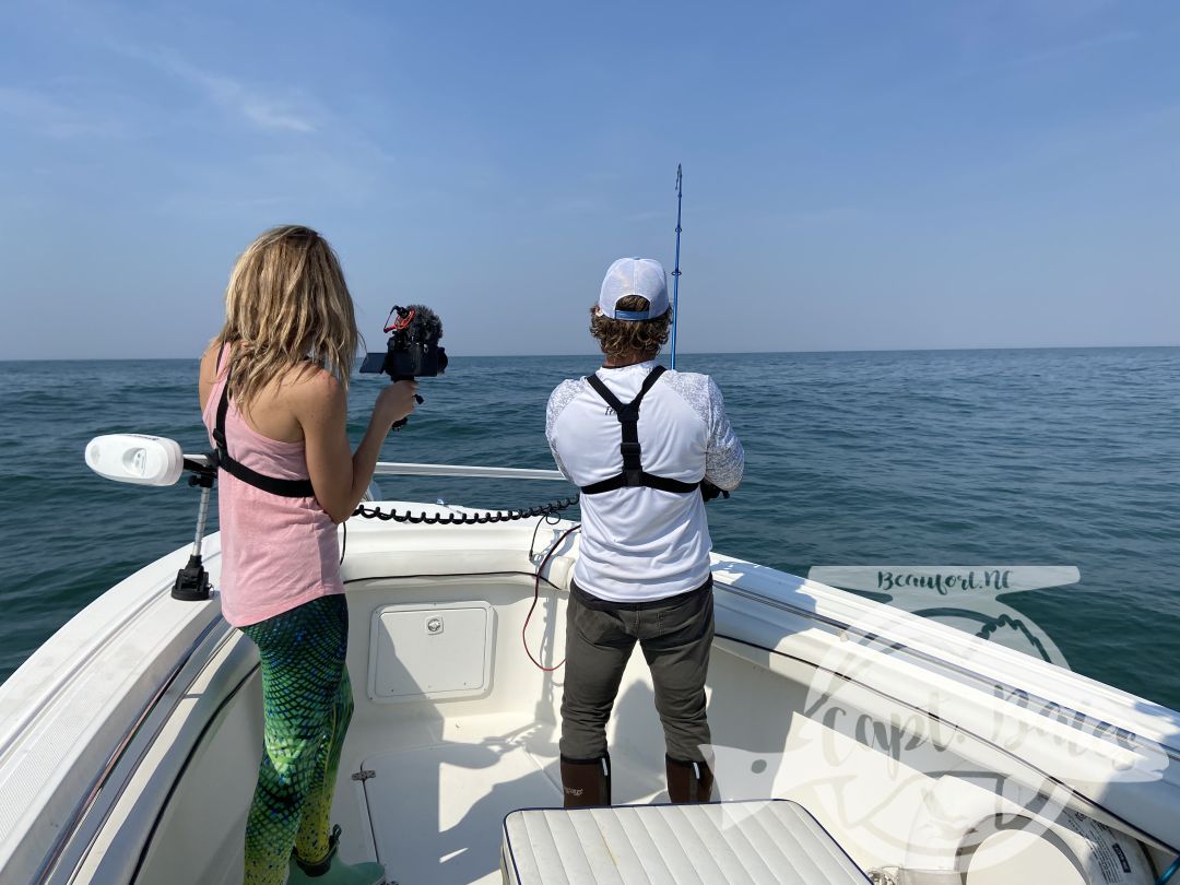 I had the pleasure of hosting Jeff and Christy of YouTube’s 1fish2fish channel. We started the day playing with bonito and bluefish, then went hunting Gowan’s redfish and it was on! Absolutely incredible day of fishing and filming on the ocean! Now, these fish can be found late winter through mid spring, the problem is finding the right conditions to hunt for them, but if you are willing to spend the time searching when the conditions appear you might be rewarded with some of the beat redfishing you’ll ever experience! We always have back up plans when the conditions don’t allow us to search for the “pumpkin patch.

Bucktail jigs and big poppers were the ticket!