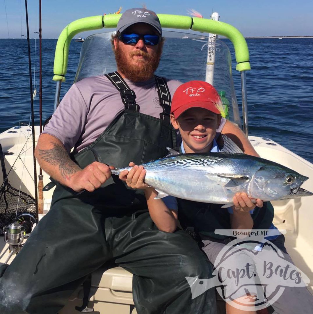 Great day with my son Buddy at the Cape Lookout False Albacore festival, he got second in the kids division by half a fish, the tax man got his last one.