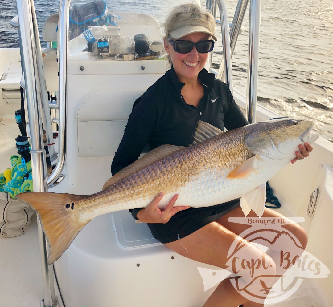 What an awesome couple I had the pleasure of having on the boat today! Mr Harvey has been fishing all over the country, and has been wanting a citation red drum for a long time. He also really wanted to hit that 50” mark, well he did both today! Him and Mrs. Tina are trying to spend more time together, and experience different things. Well, they got to experience about the best of what the Neuse River has to offer! Mrs. Tina went from admitting she didn’t have much experience fishing, to casting and hooking trophy fish like a pro, she ended up landing several all on her own. Seeing them learn what we’re looking for and how to properly work the artificial bait on the TFO Rods was great, congrats guys! Look forward to sharing the boat with y’all again. 