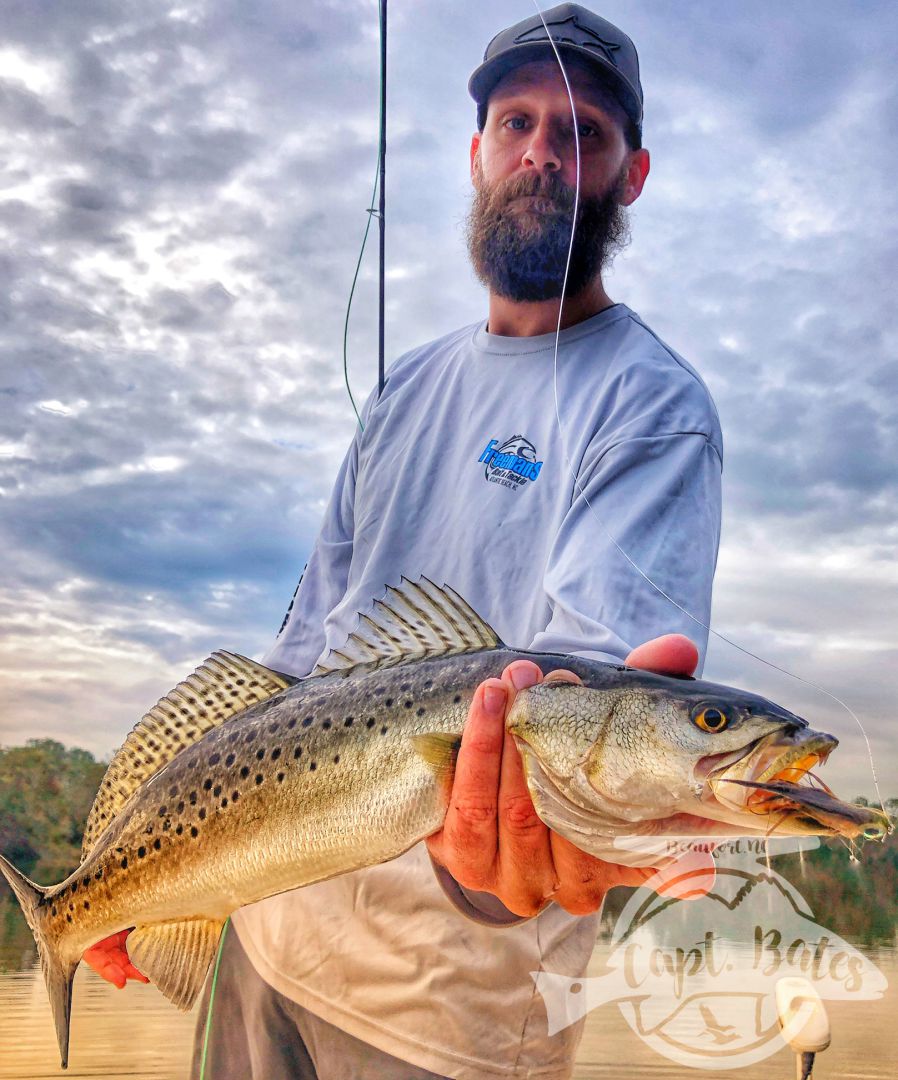 Big speckled trout on fly isn’t always easy, but persistence definitely pays off in this game! And as cliche as it is, if you listen to what fish are telling you, you will be better off. We were fishing a little slower retrieve with no eats, when one of us started stripping fast to get a line in and Wham! Got slammed, we started working the fly faster and found what they wanted. Great day with a great dude.