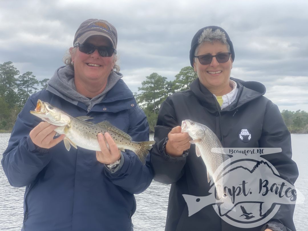 Super tough conditions and the bite was tough early, but these awesome ladies never gave up and paid of with a bunch of fish, some nice trout including a stud 24” gator! Always love seeing and catching up with them!
