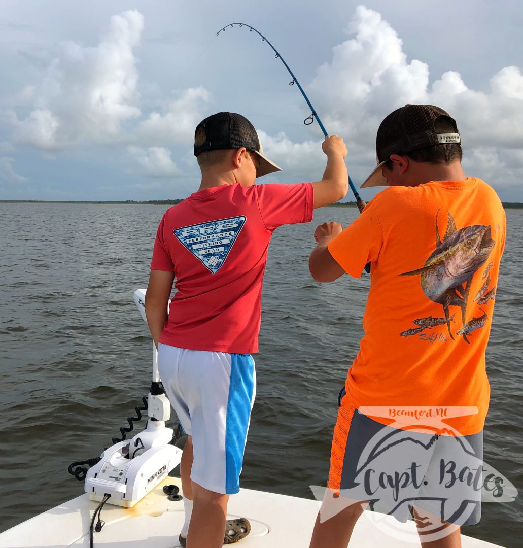 Had a great couple hours this afternoon  with my Son Buddy, and his best friend Corbett! Corbett did an excellent job hooking and fighting these Neuse River buffalo reds! Was super proud of the way Buddy helped him, untangling lines, giving instruction, netting the fish, and encouraging his friend! I think he’s starting to feel the enjoyment from helping others catch their fish of a lifetime!