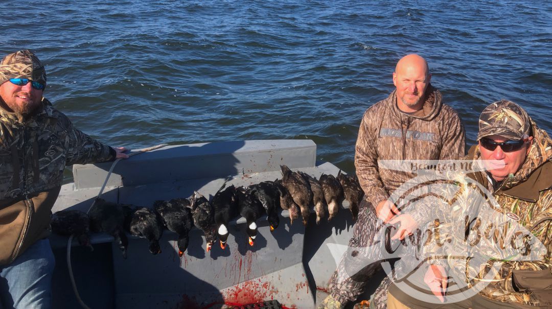 A beautiful morning in the layouts for 3 repeat clients that hunt and fish with me several times a year. first time any of them have been in the layouts and they killed it! Solid limits of sea ducks, plus a bonus, surfs made a good showing today!

Mr Ed, wasn’t too sure about the layout till he got in and seen how comfortable they are! They had so much fun they made the unanimous decision, to do it again tomorrow instead of hunting out the boat blind!  

Check out captainbates.com for availability!
