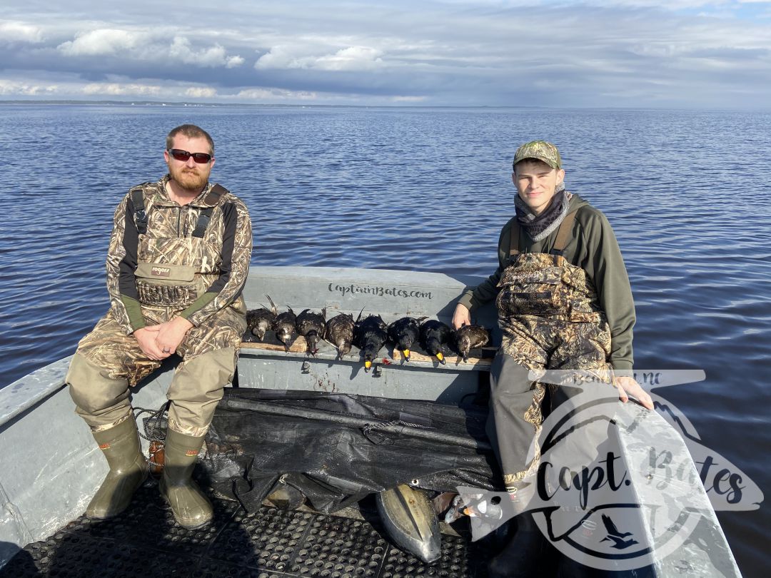 Has one of my great repeat clients bring his son for his first duck hunt he did great and loved the experience hunting out of the layout boat!