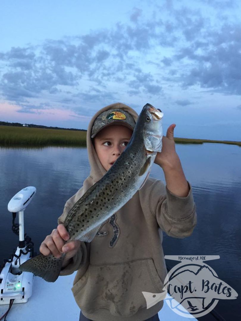 One of his first good sized trout!