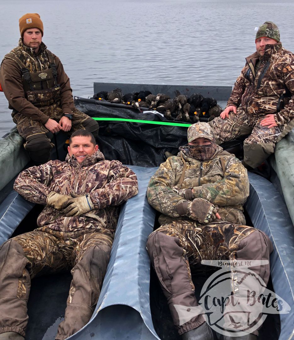 Prefect day for shooting sea ducks in the Core Sound Layout Boats, with 4 layout newbies! And they crushed it! They all couldn’t believe how comfortable and stable these layout boats are! The most effective and exciting way to hunt hands down! 
 
It was great seeing you guys Mark Shimmel Jason Tucker Steven Gnagi and meeting you Randy! 

My good buddy Jason even took the helm for a little bit and let me kill mine to round out a 5 man limit, thanks buddy!

If you have any doubts on why we use the Southern Flyway Outfitters decoy rafts check out the last two pics, first of the decoys  and second of a knot of live scoters!