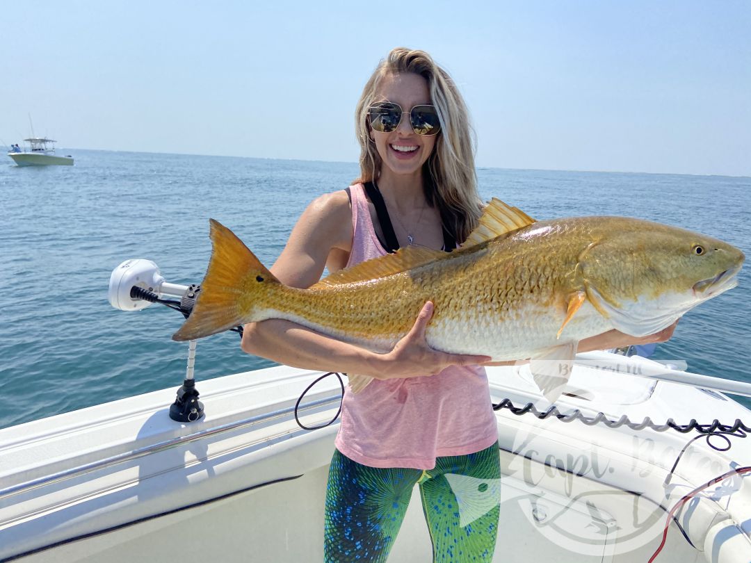 I had the pleasure of hosting Jeff and Christy of YouTube’s 1fish2fish channel. We started the day playing with bonito and bluefish, then went hunting Gowan’s redfish and it was on! Absolutely incredible day of fishing and filming on the ocean! Now, these fish can be found late winter through mid spring, the problem is finding the right conditions to hunt for them, but if you are willing to spend the time searching when the conditions appear you might be rewarded with some of the beat redfishing you’ll ever experience! We always have back up plans when the conditions don’t allow us to search for the “pumpkin patch.

Bucktail jigs and big poppers were the ticket!