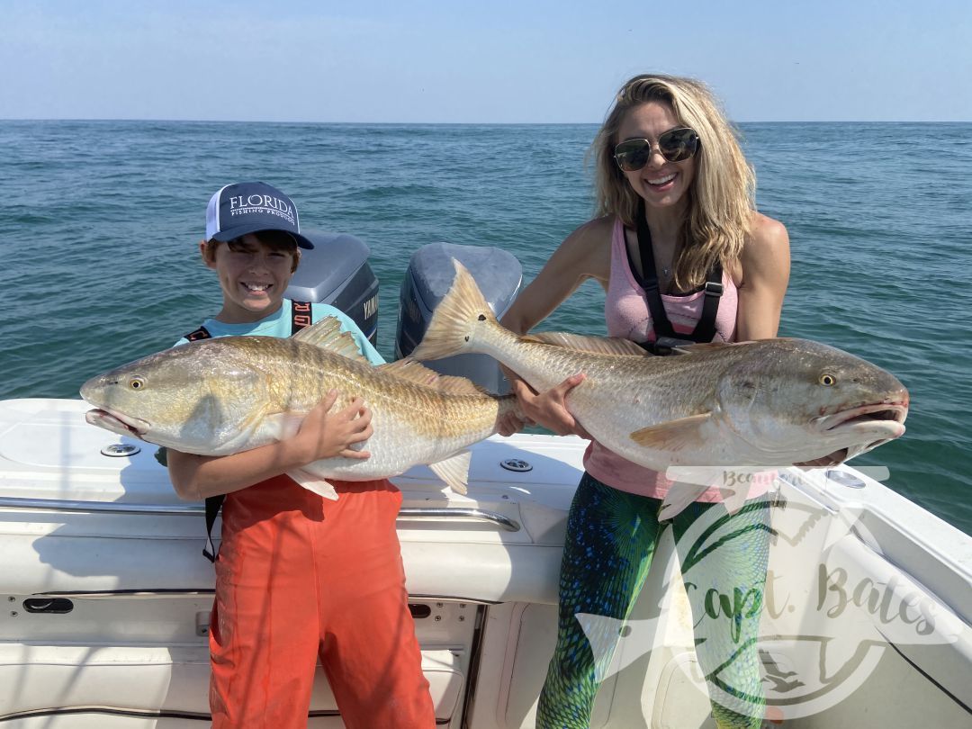 I had the pleasure of hosting Jeff and Christy of YouTube’s 1fish2fish channel. We started the day playing with bonito and bluefish, then went hunting Gowan’s redfish and it was on! Absolutely incredible day of fishing and filming on the ocean! Now, these fish can be found late winter through mid spring, the problem is finding the right conditions to hunt for them, but if you are willing to spend the time searching when the conditions appear you might be rewarded with some of the beat redfishing you’ll ever experience! We always have back up plans when the conditions don’t allow us to search for the “pumpkin patch.

Bucktail jigs and big poppers were the ticket!