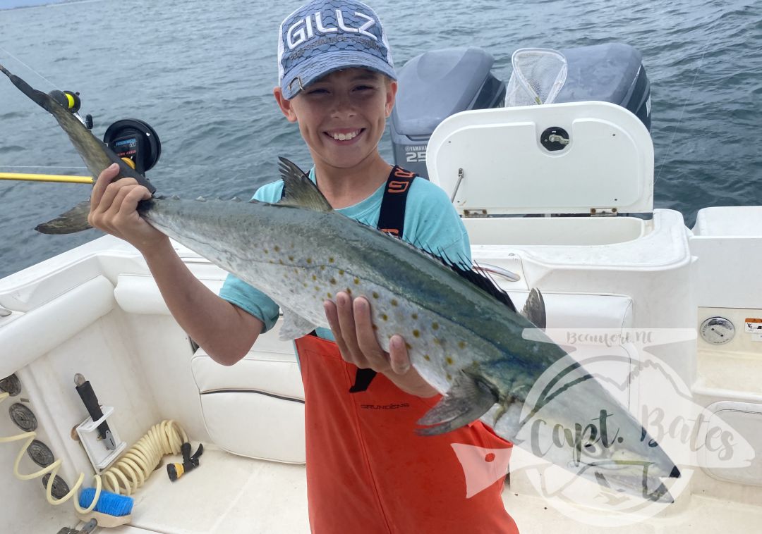 My charter for the day rescheduled, so after Buddy and I got our work done we decided to slip out in the light rain and light winds and look for some big mackerels. We pulled hooks on a couple more big spanish and a nice king. But he was able to land his first citation spanish at 6.82# and another that would have been close to 6lbs but a shark got part of him on the way in. Great day!