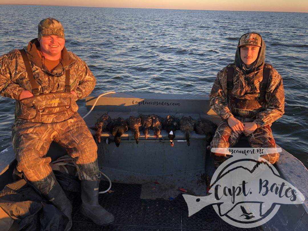 I love carrying guys that have never had the layout boat or sea duck hunting experience before. The excitement they get from the in your face action is awesome to see!

These young bucks shooting was on point and got their limits early. Birds continued to fly good even as we picked up the decoys. What a beautiful day on the water!