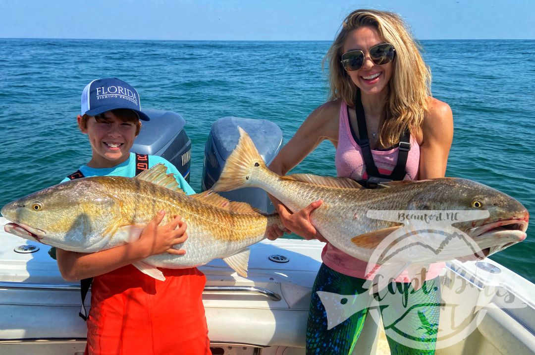 I had the pleasure of hosting Jeff and Christy of YouTube’s 1fish2fish channel. We started the day playing with bonito and bluefish, then went hunting Gowan’s redfish and it was on! Absolutely incredible day of fishing and filming on the ocean! Now, these fish can be found late winter through mid spring, the problem is finding the right conditions to hunt for them, but if you are willing to spend the time searching when the conditions appear you might be rewarded with some of the beat redfishing you’ll ever experience! We always have back up plans when the conditions don’t allow us to search for the “pumpkin patch.

Bucktail jigs and big poppers were the ticket!