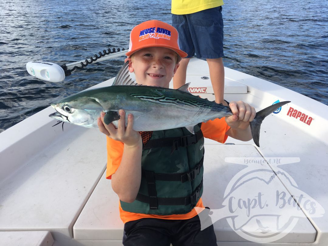 Troy showing off a beautiful light tackle Albie on the Crystal Coast of NC!