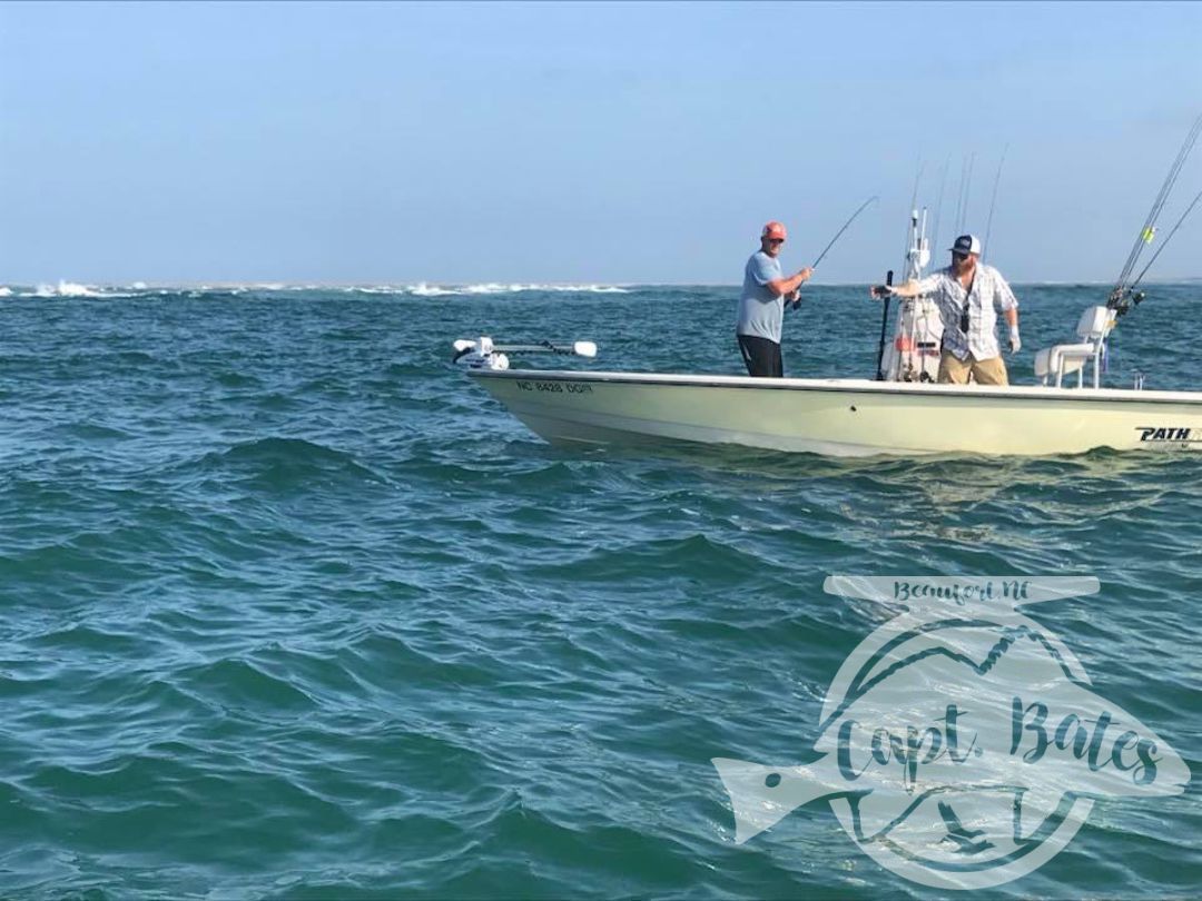 Someone caught us in action catching bluefish on the shoals at Cape Lookout!