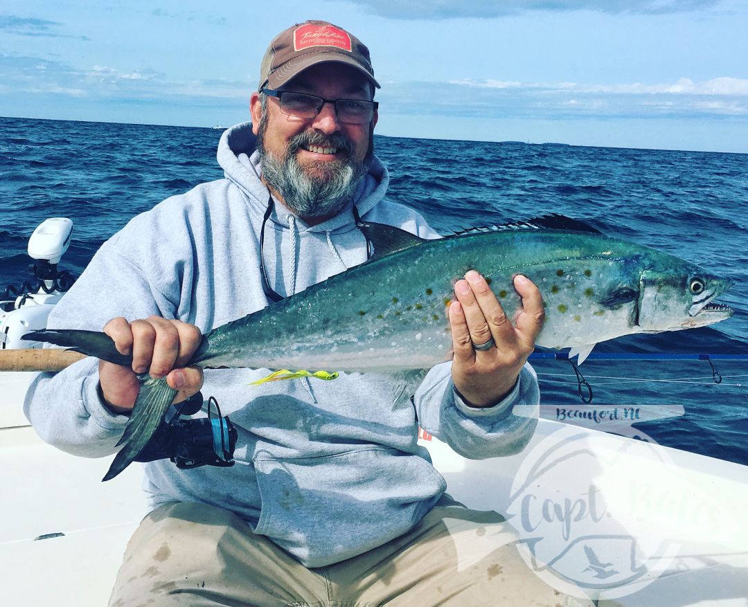 9LBS Citation Spanish Mackerel for Jay, Jigging bucktails on the TFO MH and FFP Osprey 5000 is a great way to target big spanish and King mackerel in the fall!