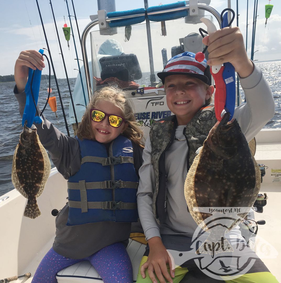 Brother and sister wearing the flounder out! Neuse River North Carolina