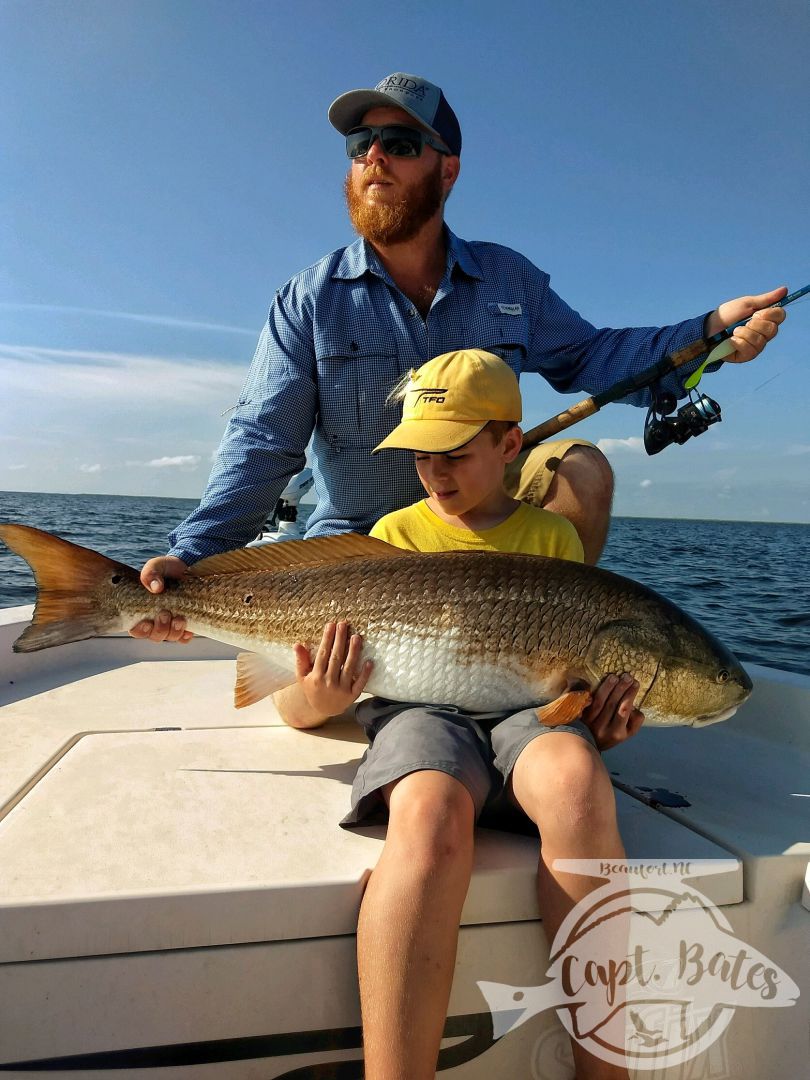 Great day with my son early season 2018 catching citation trophy drum on the Pamlico sound in North Carolina.